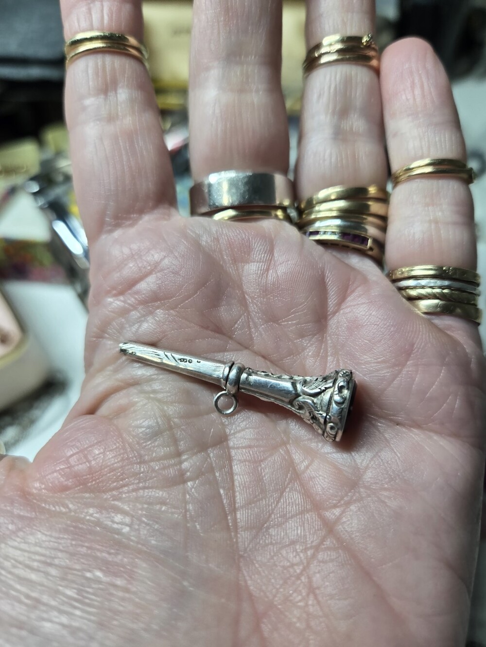 Victorian Antique sterling silver pocket watch key Fob